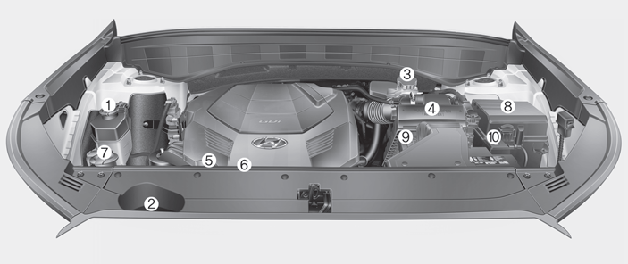 Hyundai Palisade. Engine compartment