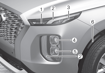 Hyundai Palisade. signal lamp and Side marker