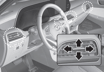 Hyundai Palisade. Instrument panel vents, Temperature control